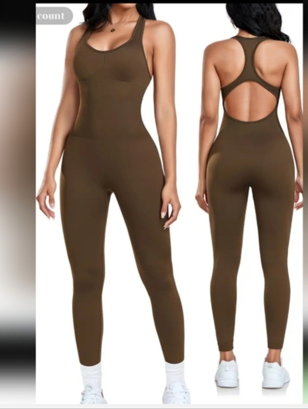Fitness Seamless Brown Racerback Bodysuit Jumpsuit